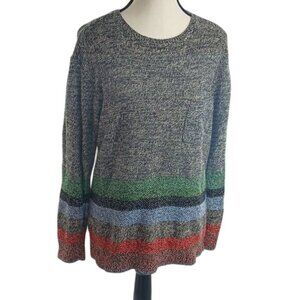 Koto Sweater Gray Knit Striped Long Sleeve Casual Boho Womens Size S